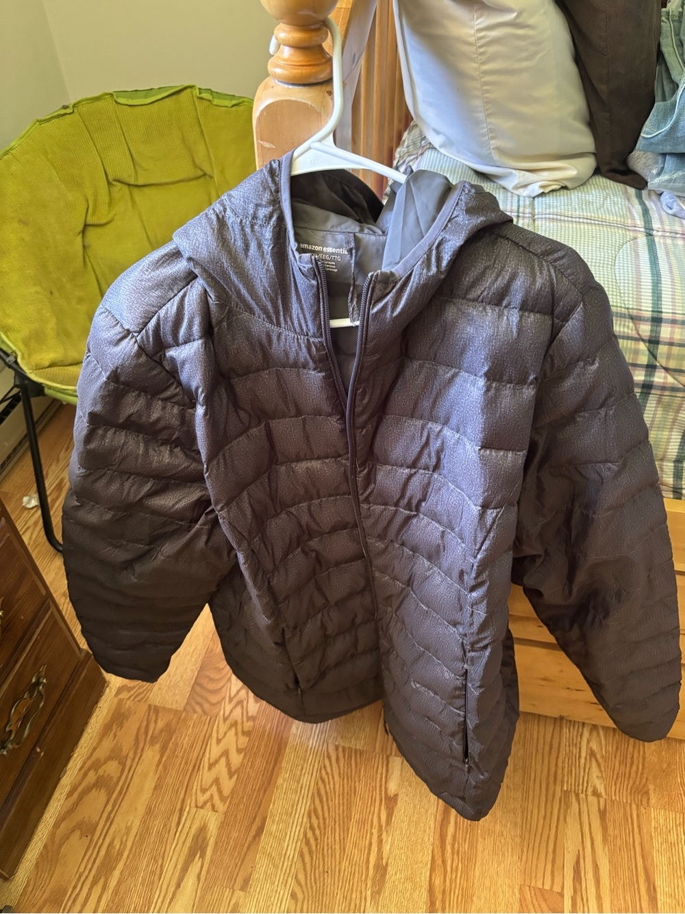 Lightweight Quilted Hooded Puffer Jacket - Gray